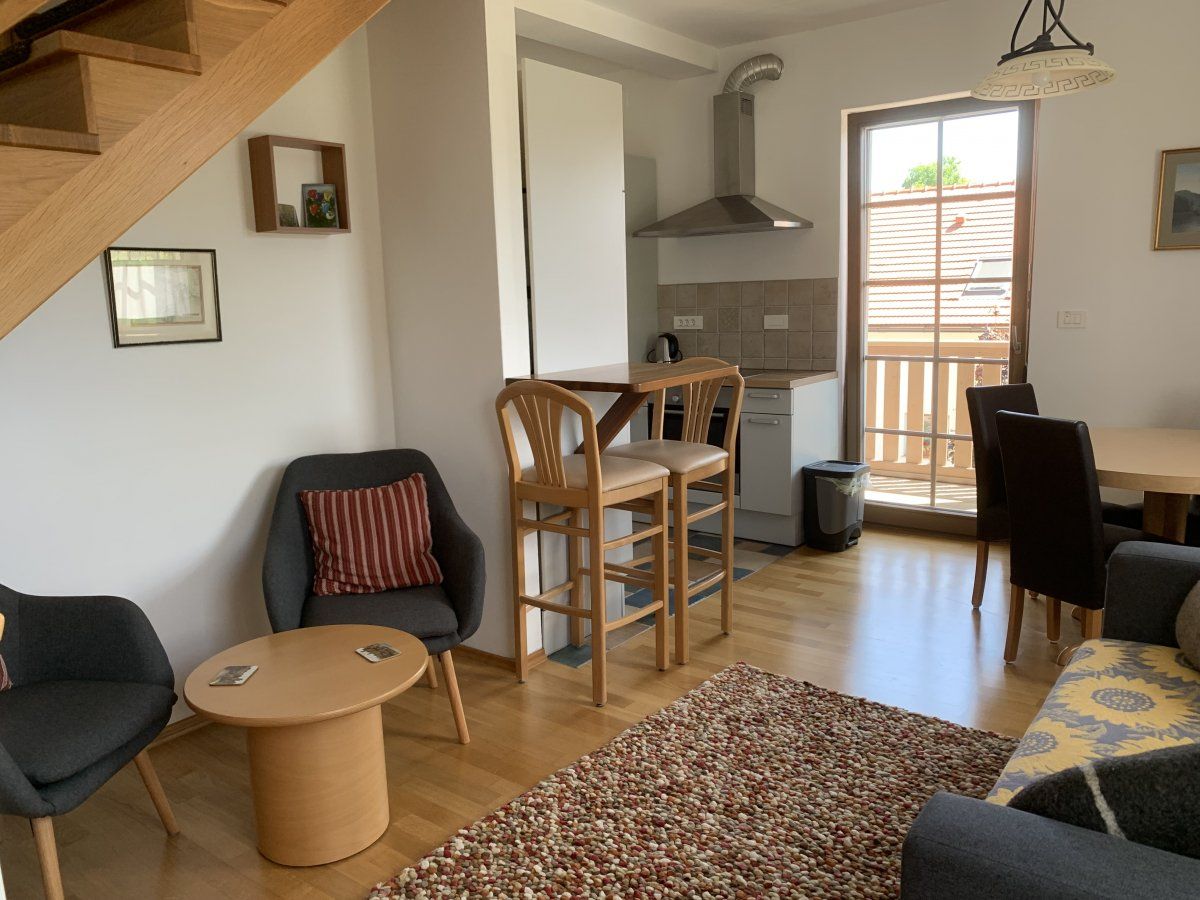 The lounge and kitchen in our Nanos self catering apartment.. The lounge and kitchen in our Nanos self catering apartment..