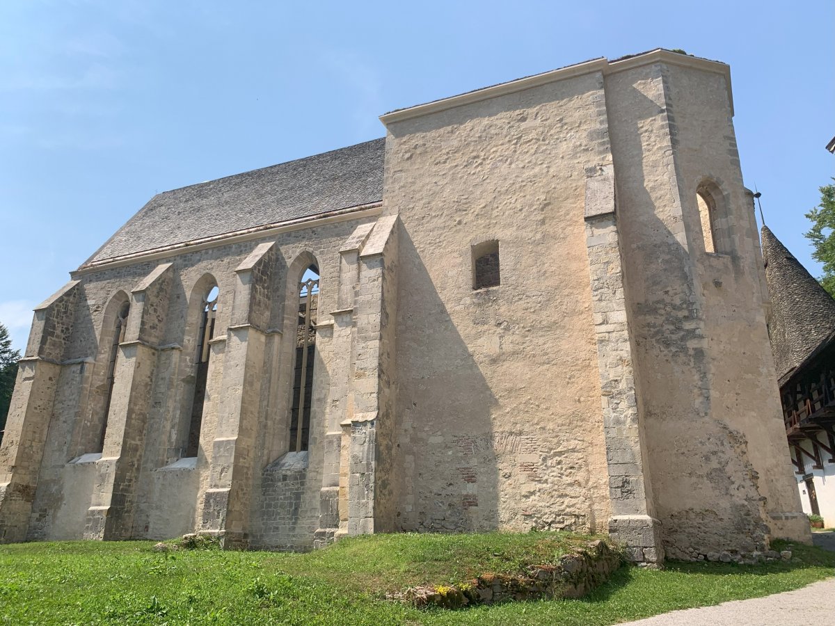 The church has been beautifully restored as a big shell, so you can see what the walls were protecting..