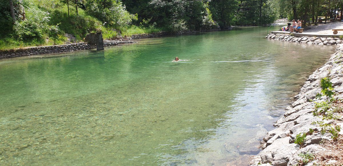 the main stretch to swim in at the top of the river..