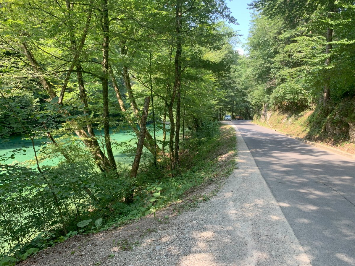 There are pockets of parking all up this narrow river road, so you should be able to find your perfect spot..